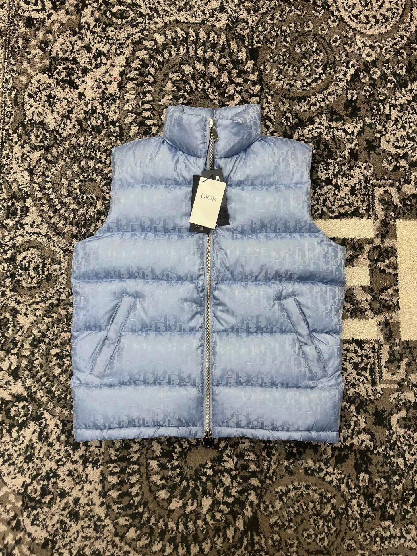 Bagsaaa D10r Oblique Down Vest Blue Technical Jacquard