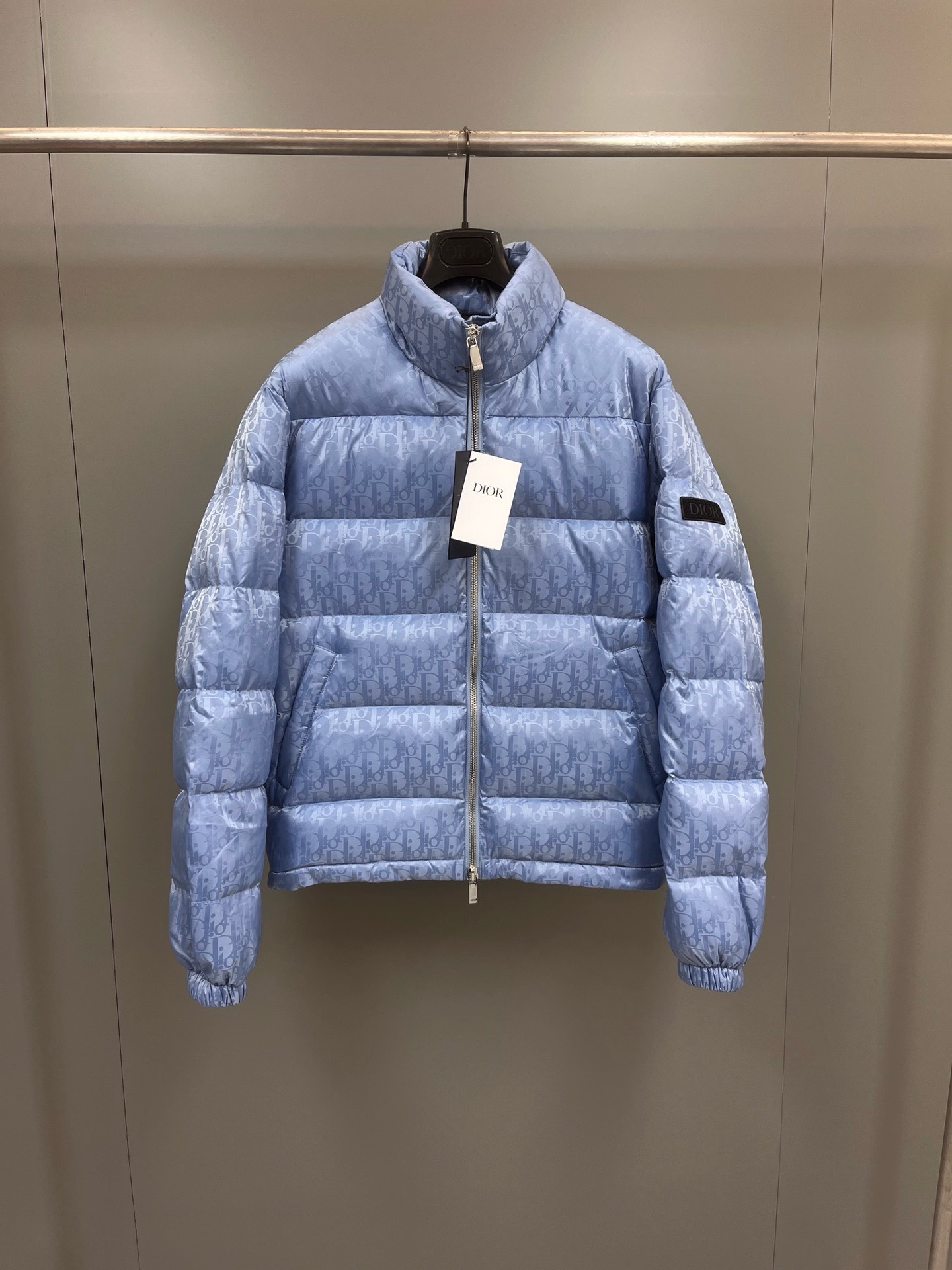 Bagsaaa D10r Oblique Down Jacket Blue Technical Jacquard