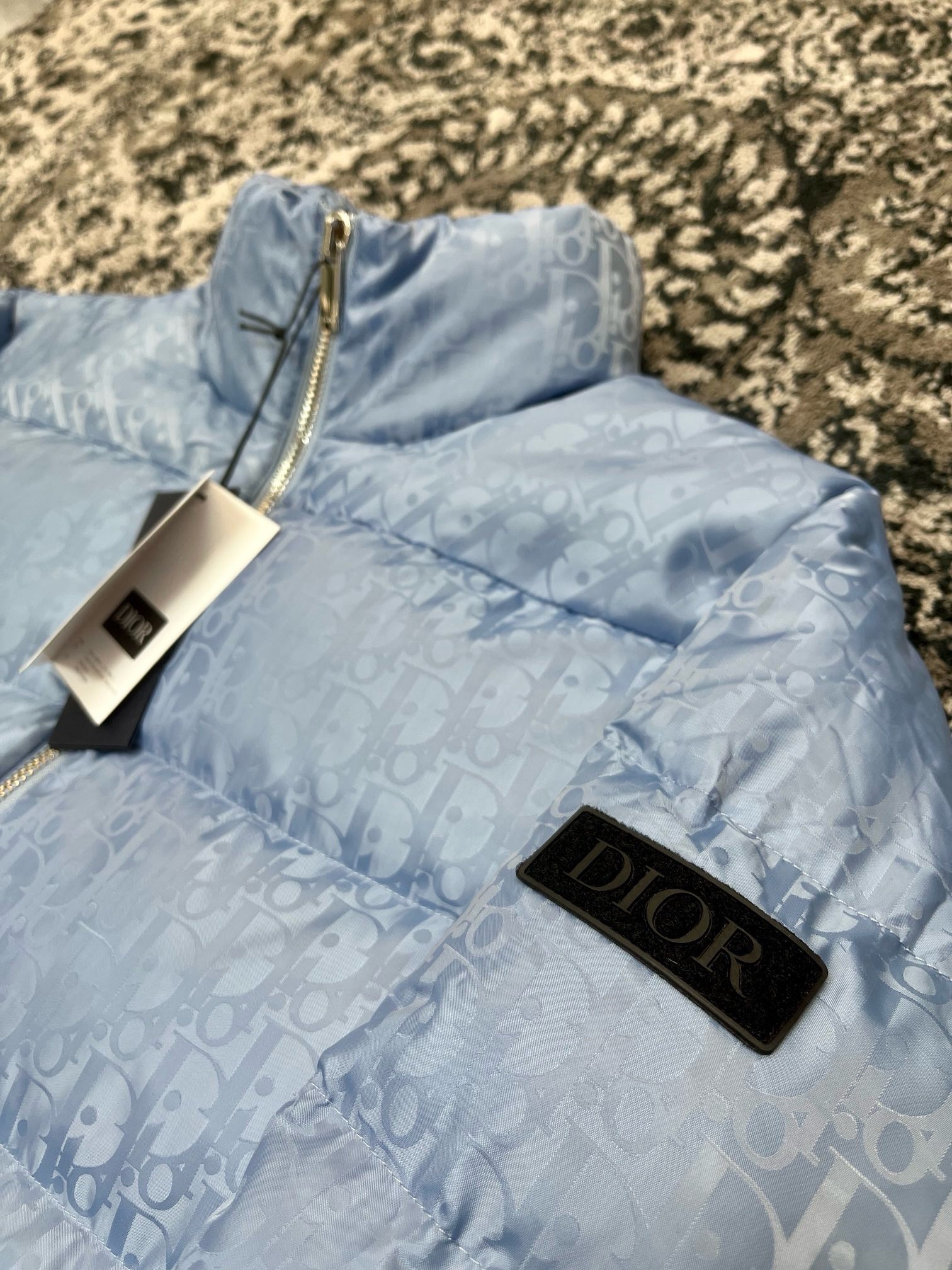 Bagsaaa D10r Oblique Down Jacket Blue Technical Jacquard
