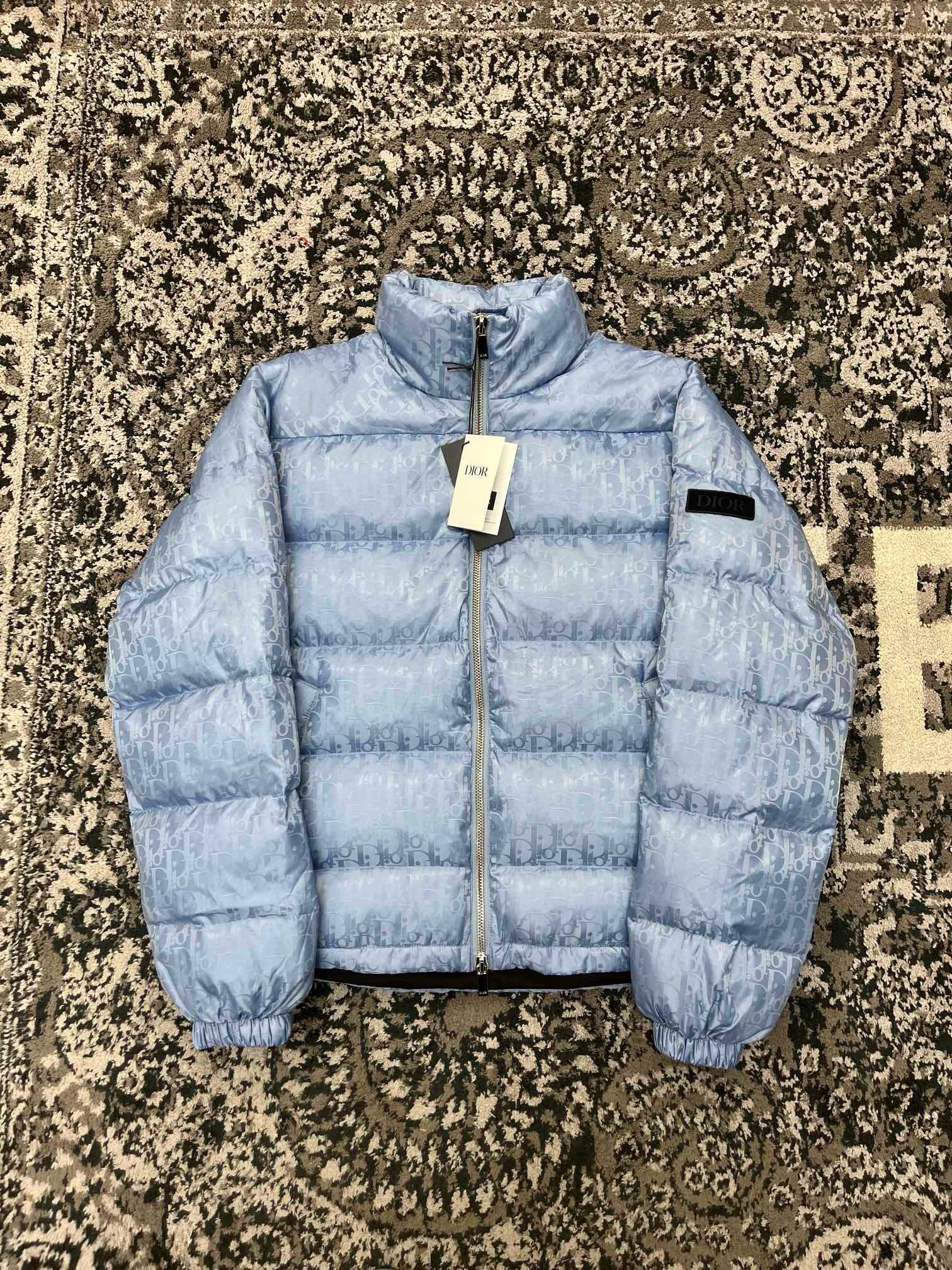 Bagsaaa D10r Oblique Down Jacket Blue Technical Jacquard