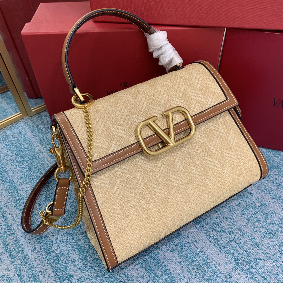 Bagsaaa Va1e*ntin0 Garavani Chevron VSLING Top Handle Bag - 25 x 17x 12cm