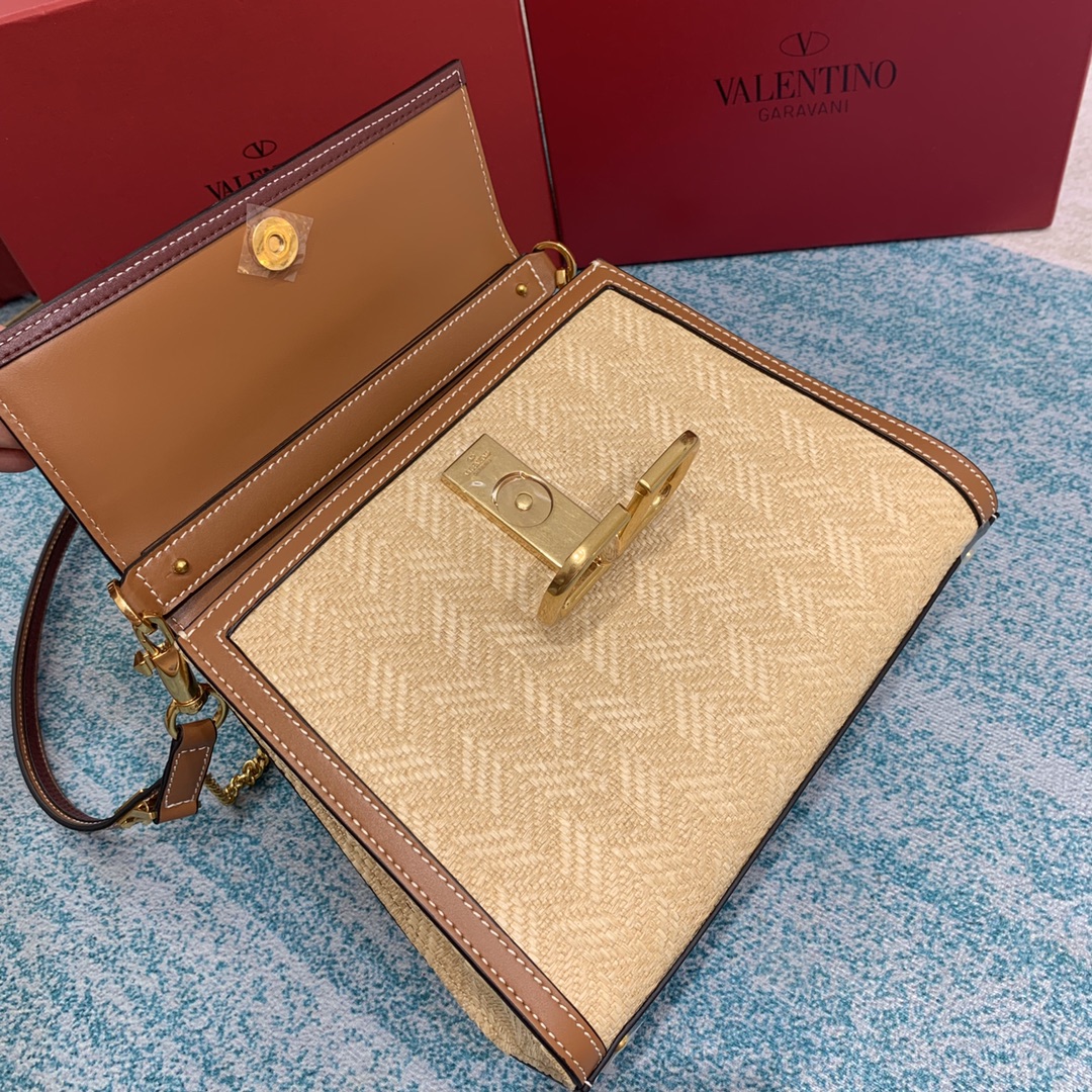 Bagsaaa Va1e*ntin0 Garavani Chevron VSLING Top Handle Bag - 25 x 17x 12cm