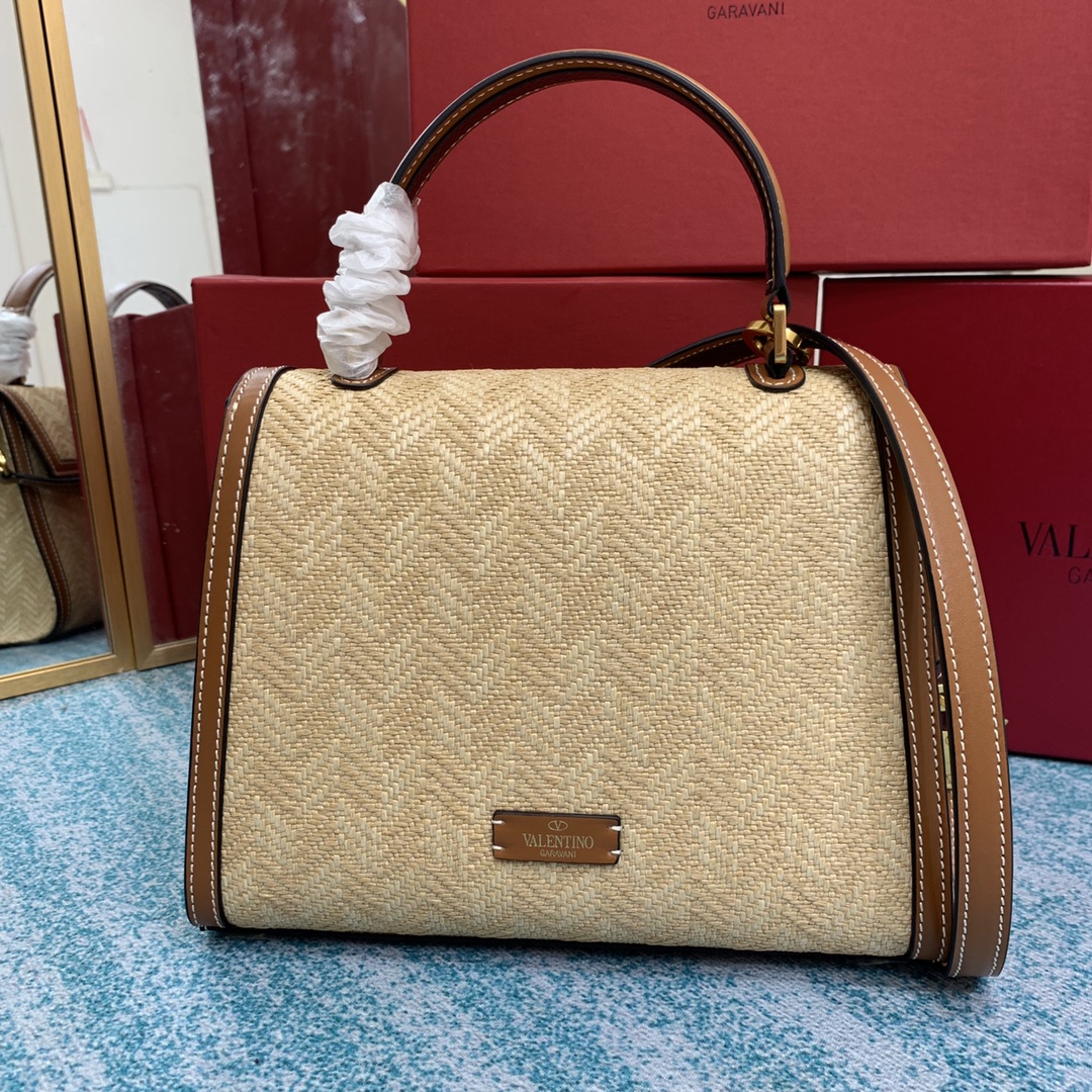 Bagsaaa Va1e*ntin0 Garavani Chevron VSLING Top Handle Bag - 25 x 17x 12cm