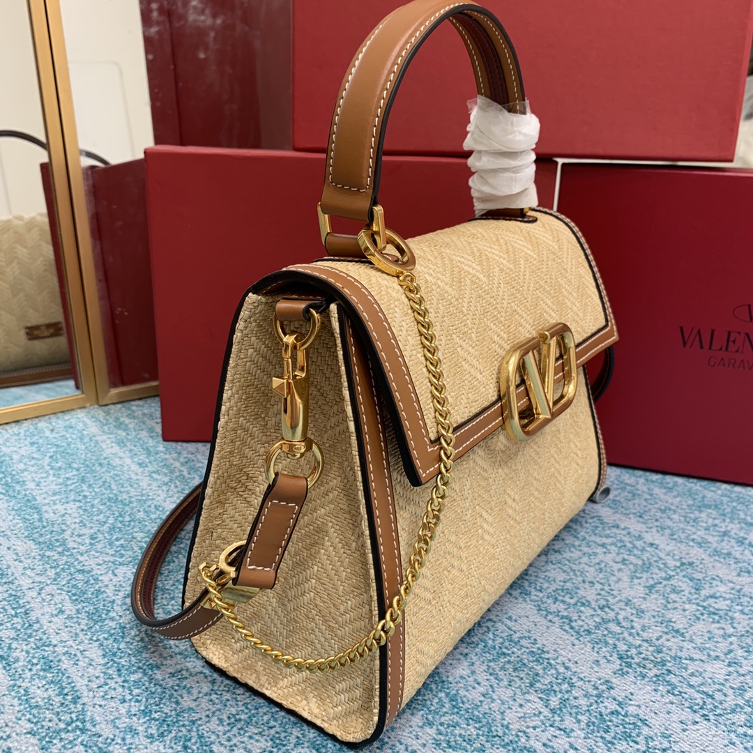 Bagsaaa Va1e*ntin0 Garavani Chevron VSLING Top Handle Bag - 25 x 17x 12cm