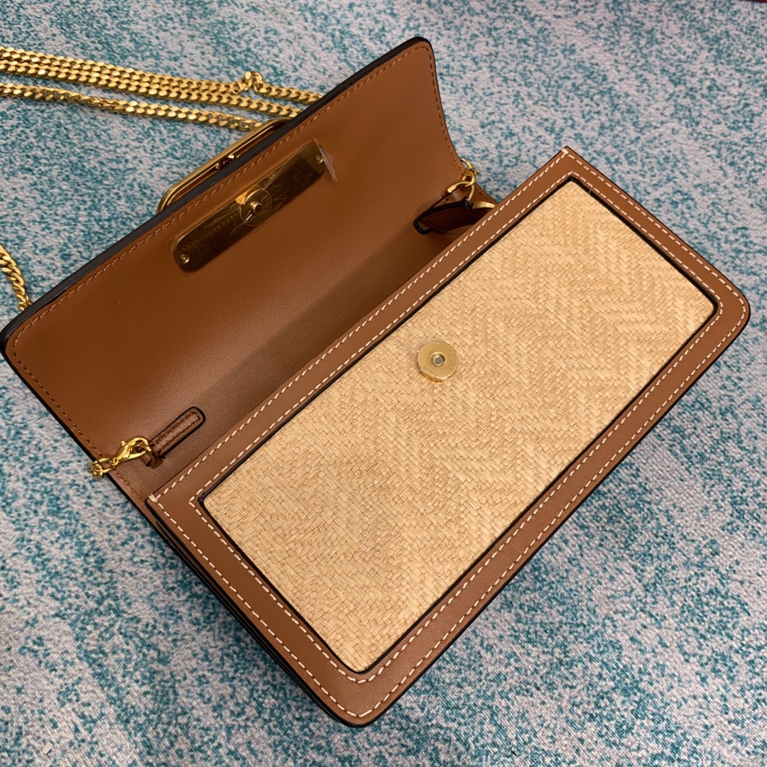 Bagsaaa Va1e*ntin0 Medium Vlogo Shoulder Bag In Straw - 20x10x5.5cm