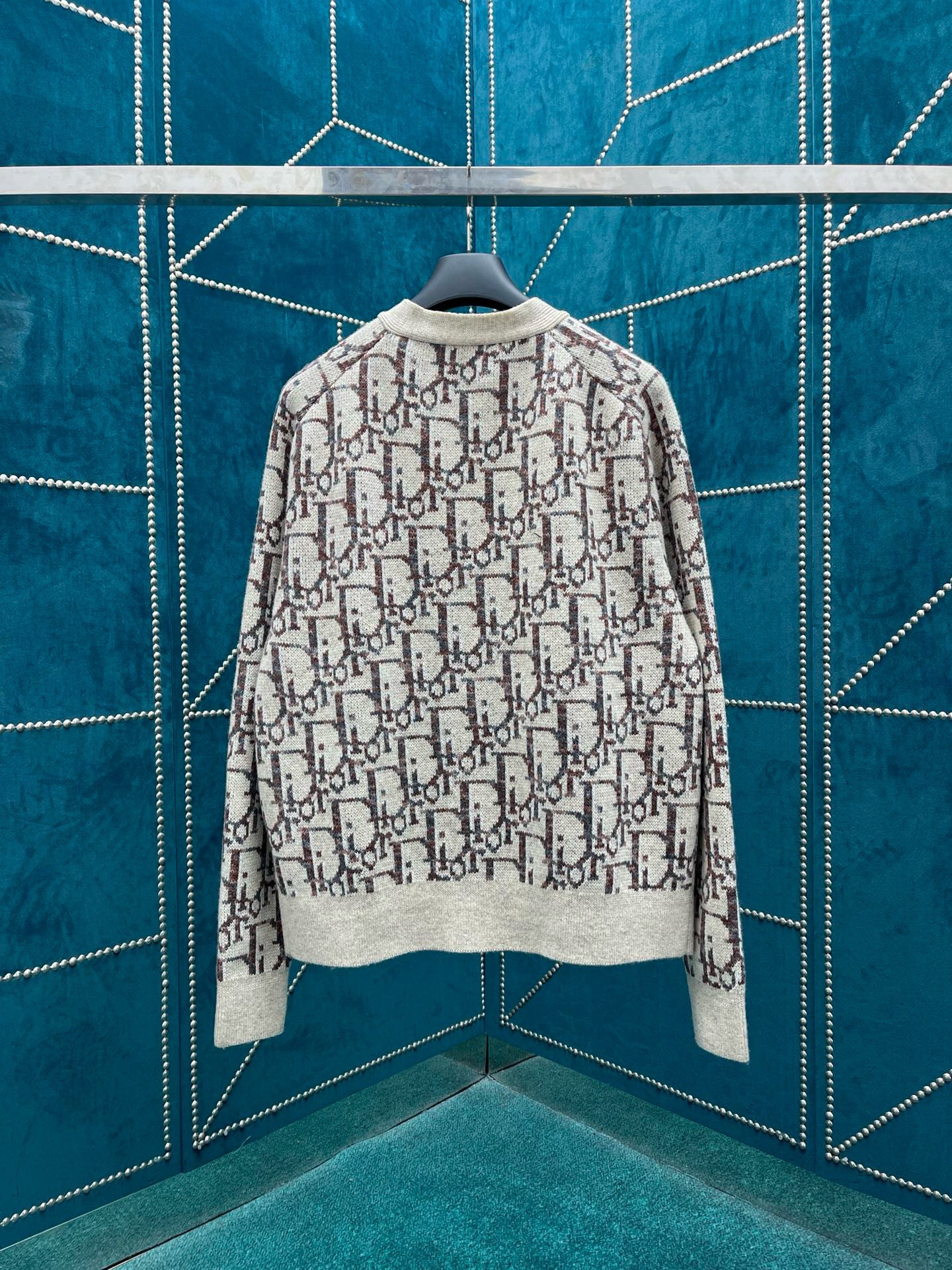 Bagsaaa D10r Oblique CardiganBeige and Brown Wool Jacquard
