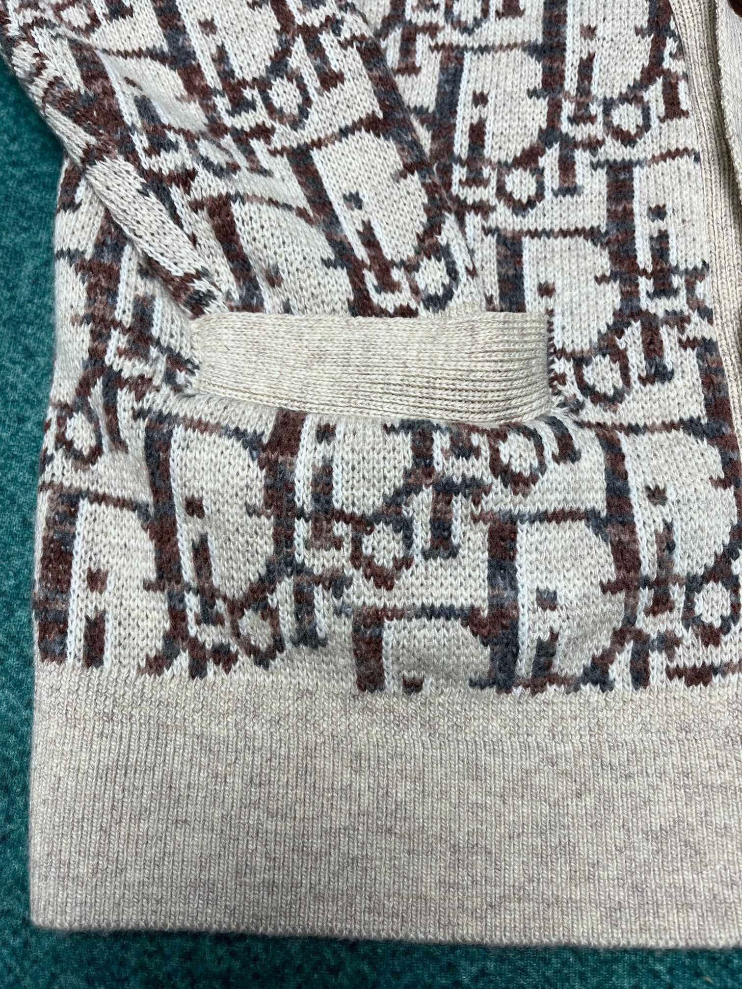 Bagsaaa D10r Oblique CardiganBeige and Brown Wool Jacquard