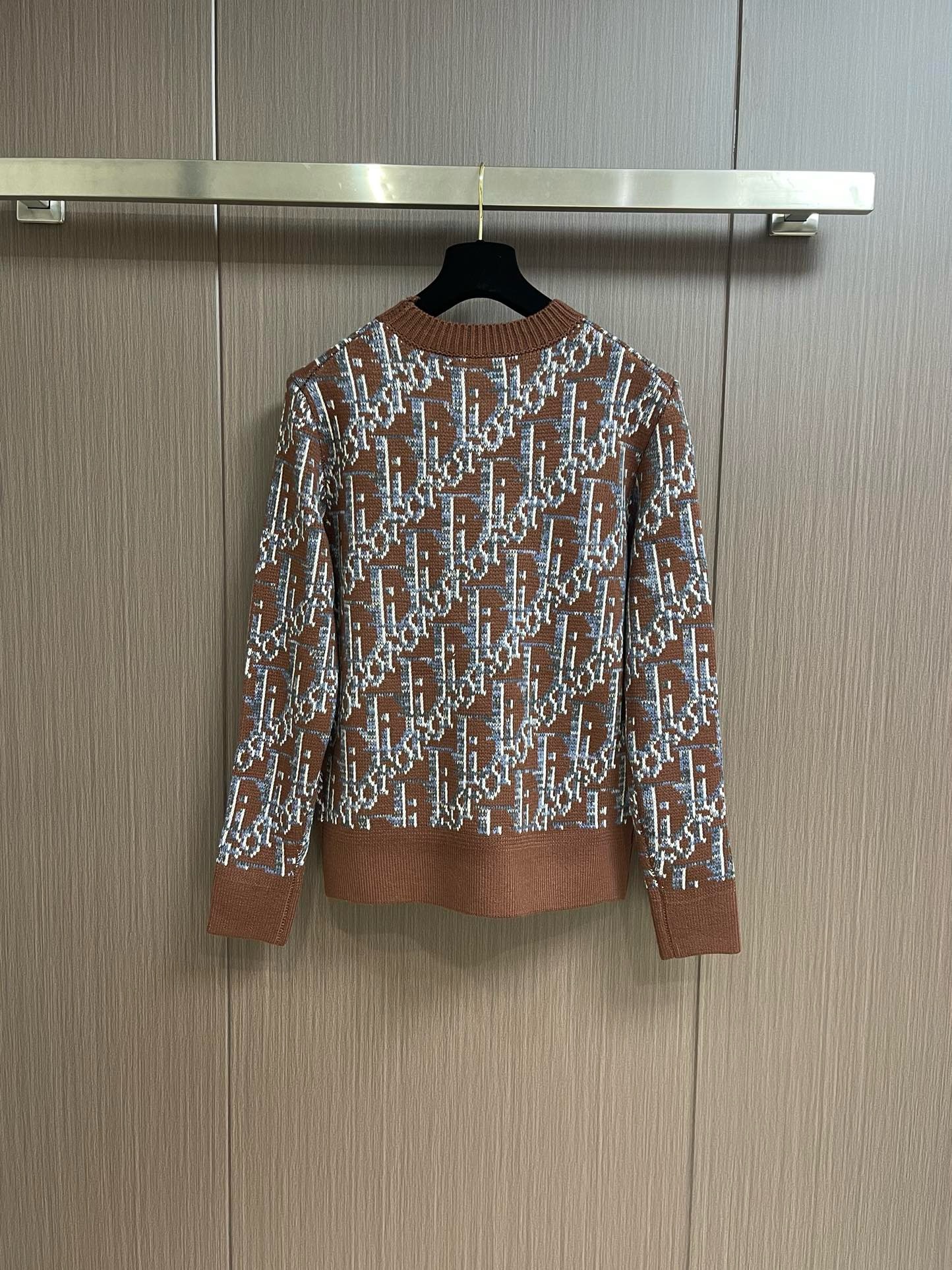 Bagsaaa D10r Oblique Sweater Brown and Blue Wool Jacquard