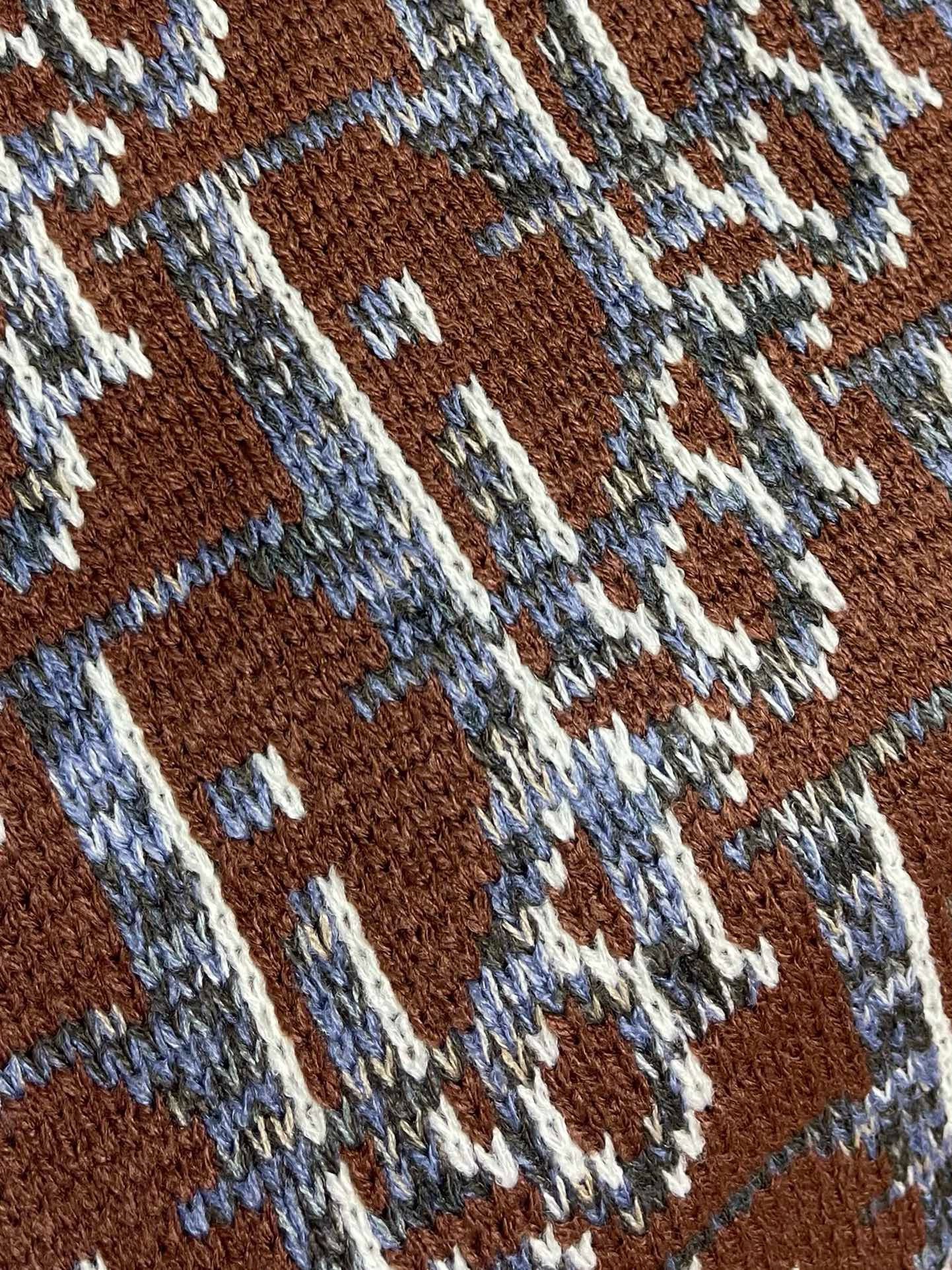 Bagsaaa D10r Oblique Sweater Brown and Blue Wool Jacquard