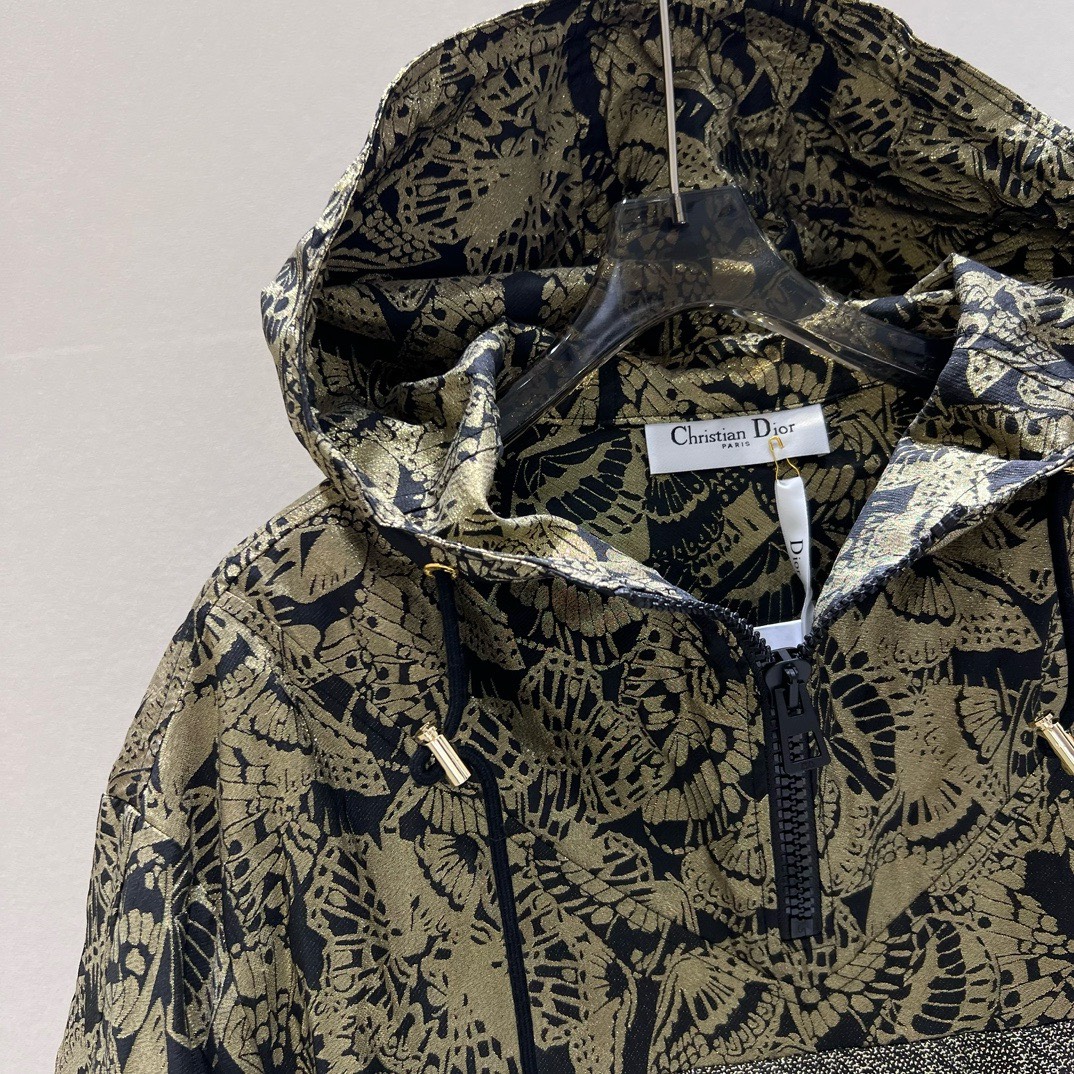 Bagsaaa D10r Hooded Anorak Beige and Black Technical Taffeta Jacquard with Plan de Paris Motif