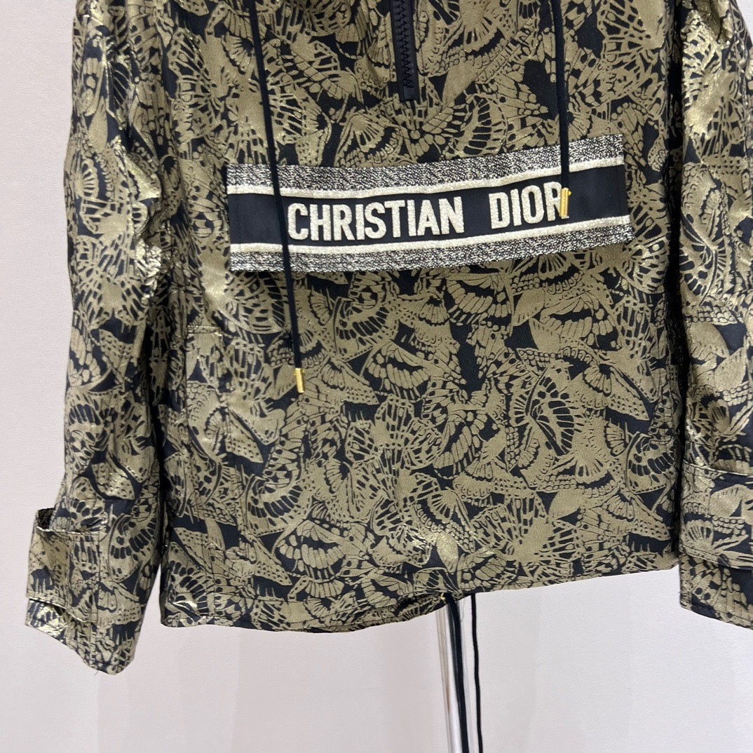 Bagsaaa D10r Hooded Anorak Beige and Black Technical Taffeta Jacquard with Plan de Paris Motif