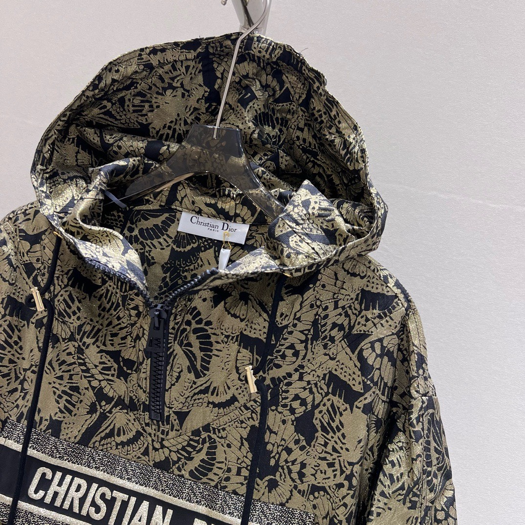 Bagsaaa D10r Hooded Anorak Beige and Black Technical Taffeta Jacquard with Plan de Paris Motif