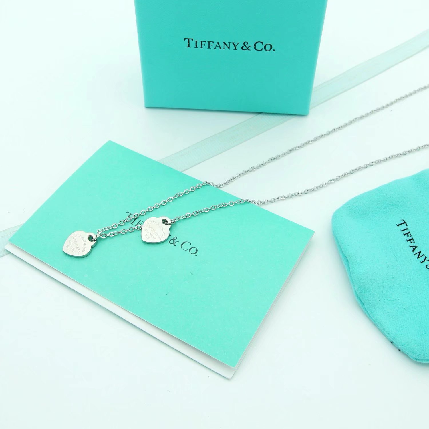 Bagsaaa T*f*ny & Co Double Heart Necklace