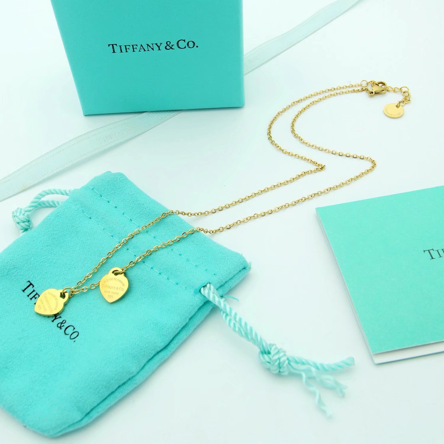 Bagsaaa T*f*ny & Co Double Heart Necklace
