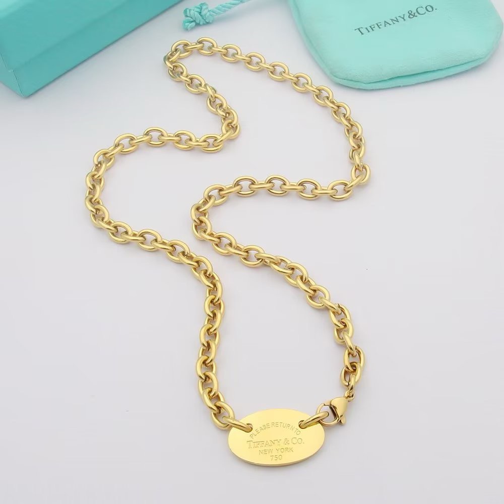 Bagsaaa T*f*ny & CO PLEASE RETURN TO T*f*ny OVAL TAG NECKLACE