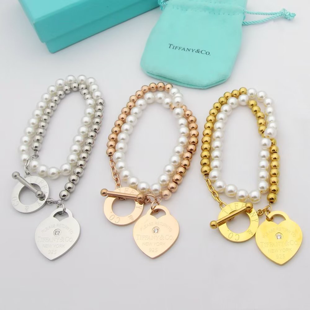 Bagsaaa T*f*ny & Co Wrap Bead Bracelet with Pearls and a D1am0nd