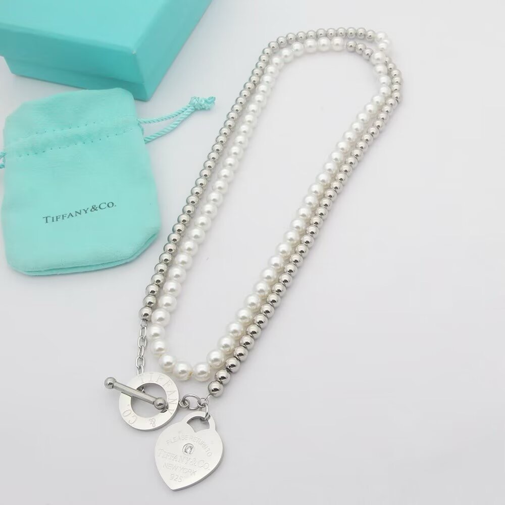 Bagsaaa T*f*ny & Co Wrap Bead Neckalce with Pearls and a D1am0nd