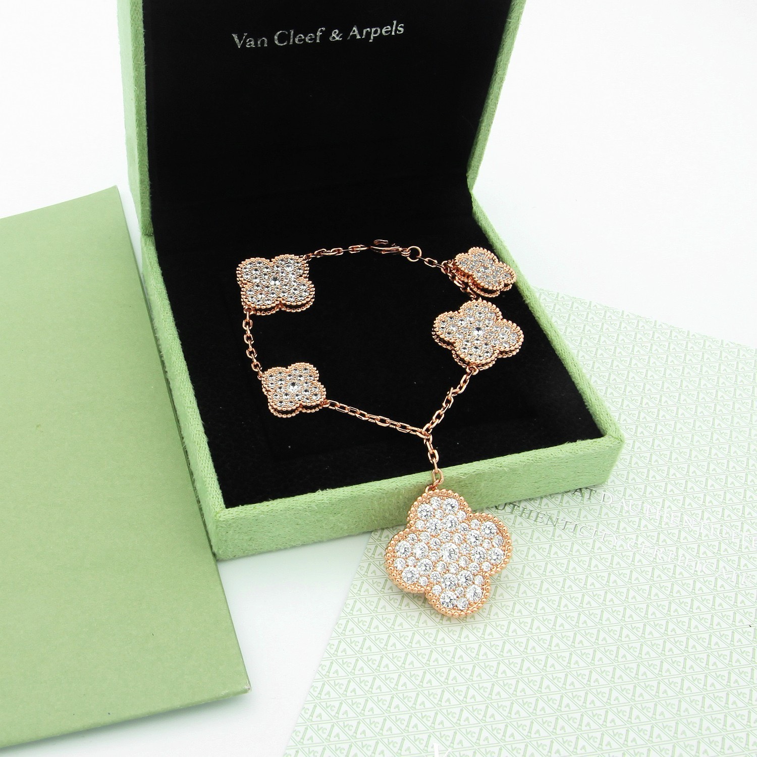 Bagsaaa V*n Cl**f & Arpel Alhambra, Paved Diamon Bracelet