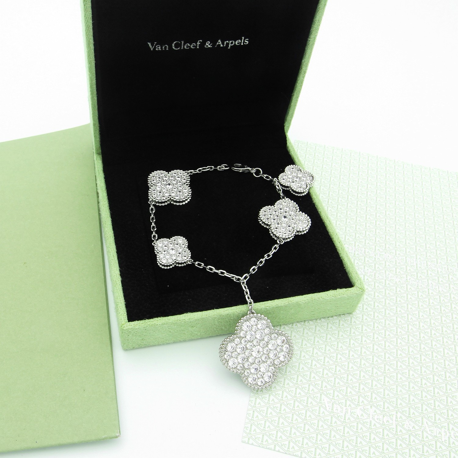 Bagsaaa V*n Cl**f & Arpel Alhambra, Paved Diamon Bracelet