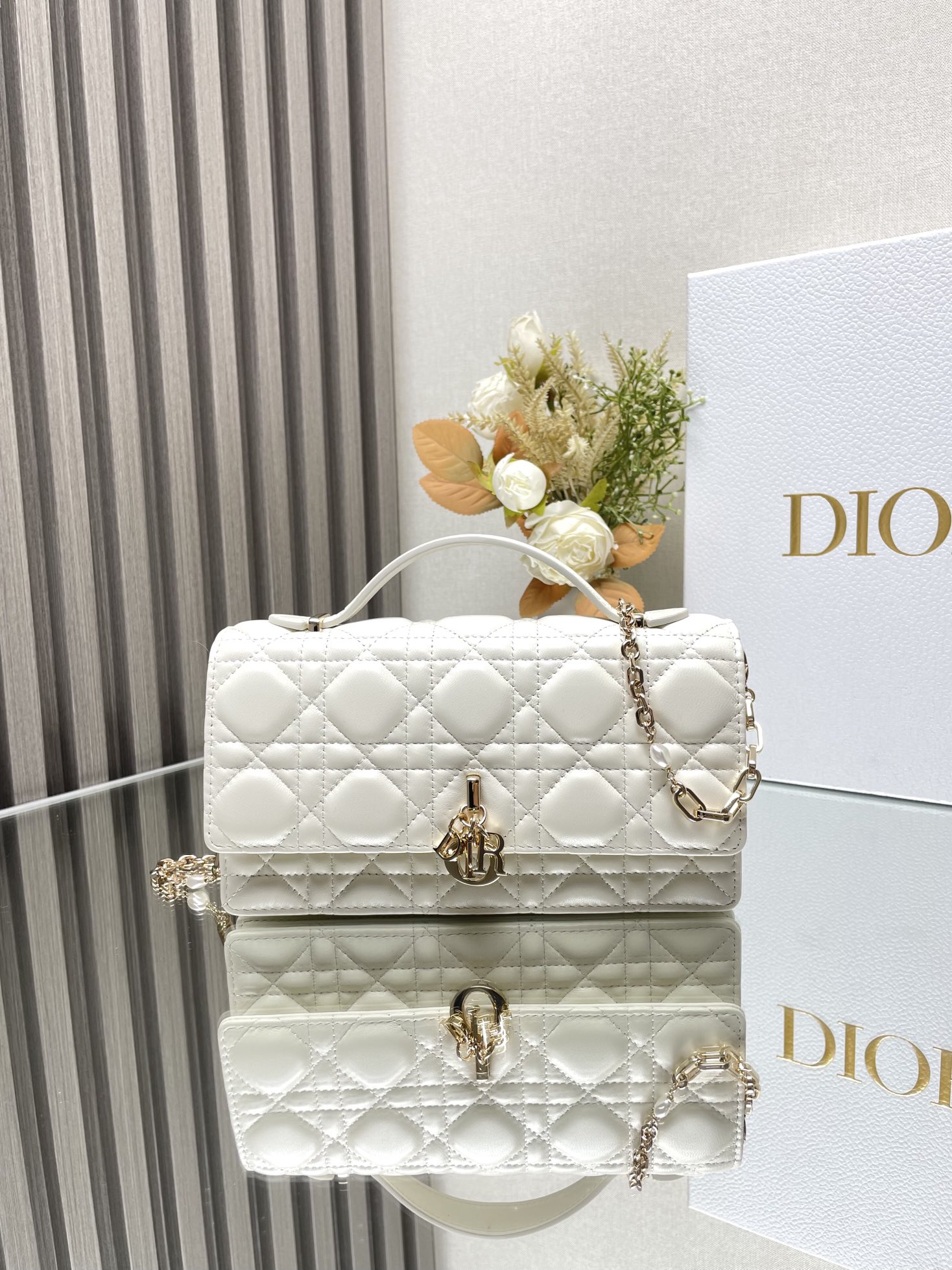 Bagsaaa Miss D10r Bag In White - 21x11.5x4.5cm