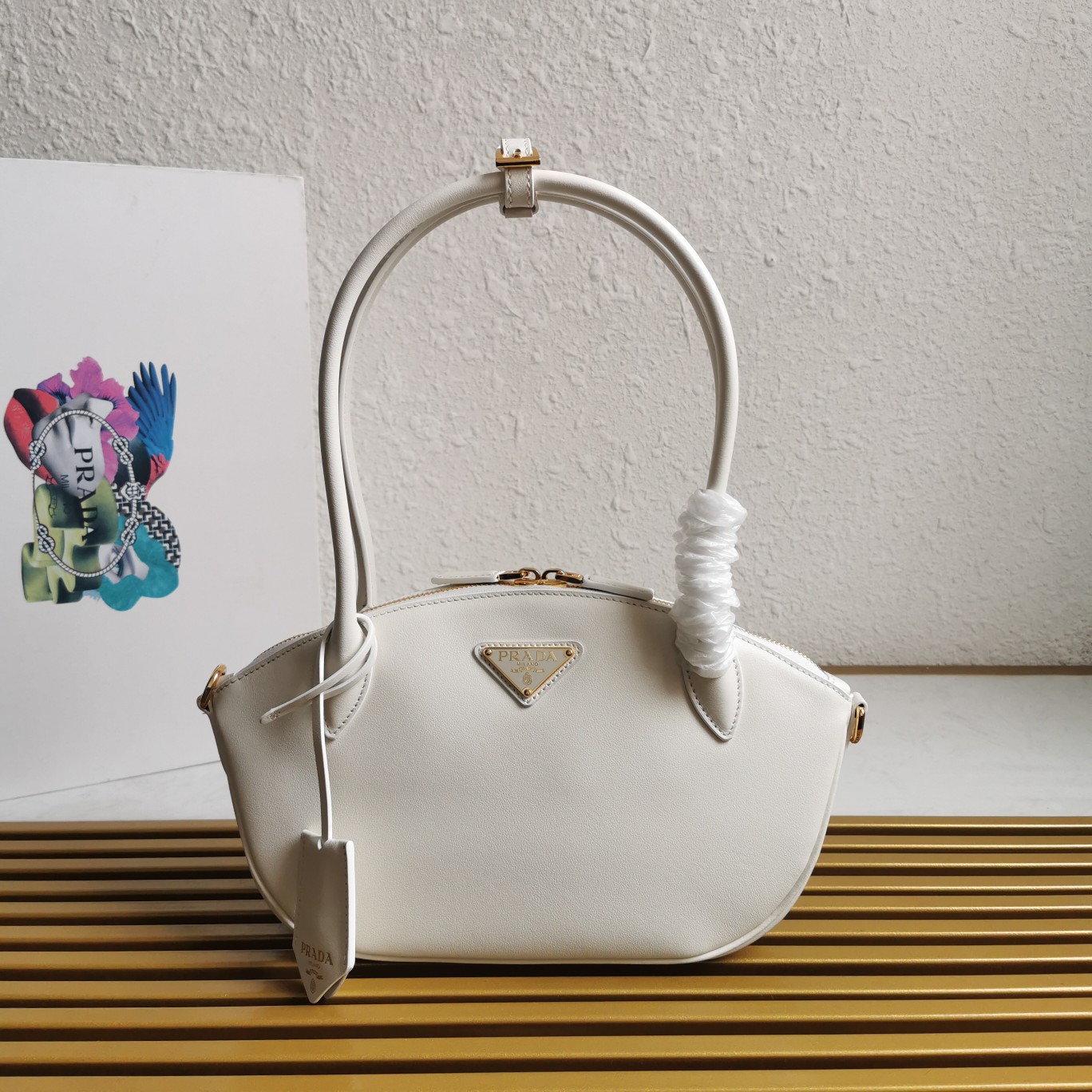 Bagsaaa Pra*a leather handbag white - 31*16*11cm