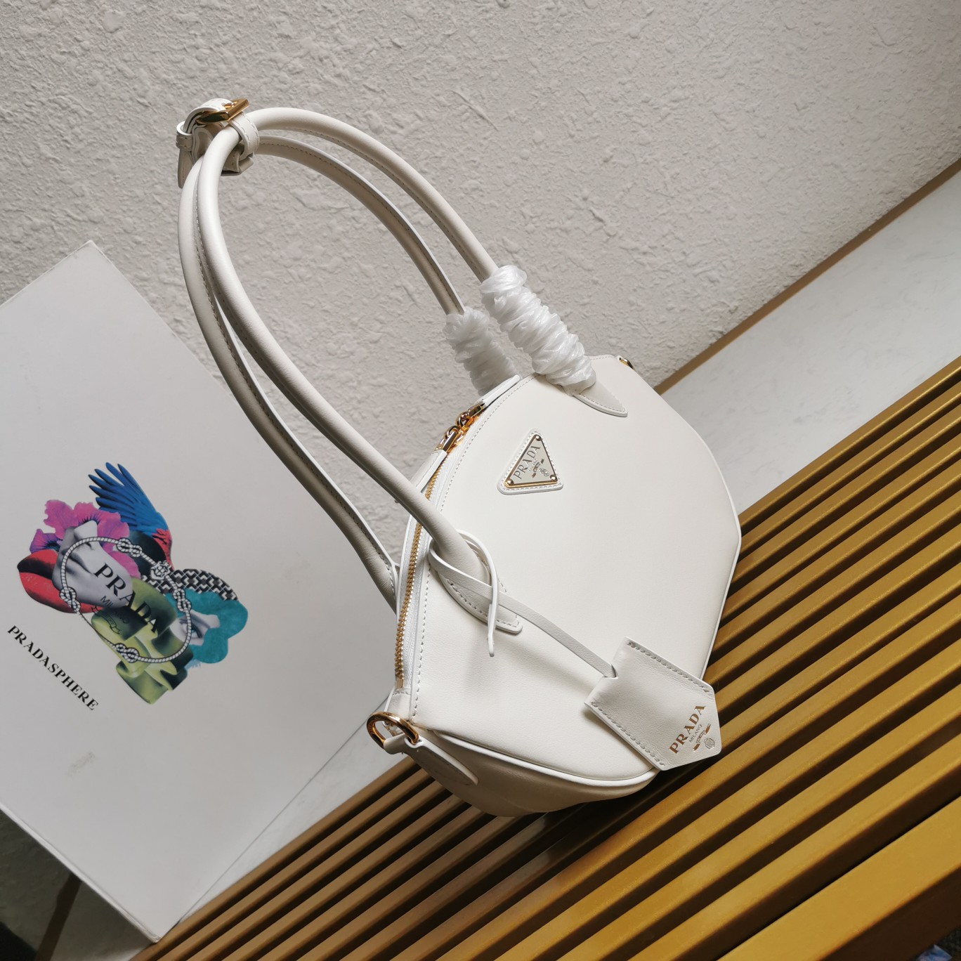 Bagsaaa Pra*a leather handbag white - 31*16*11cm