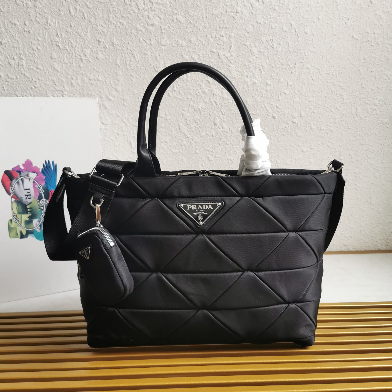 Bagsaaa Pra*a Small Re-Nylon padded tote bag - 33*23*16cm