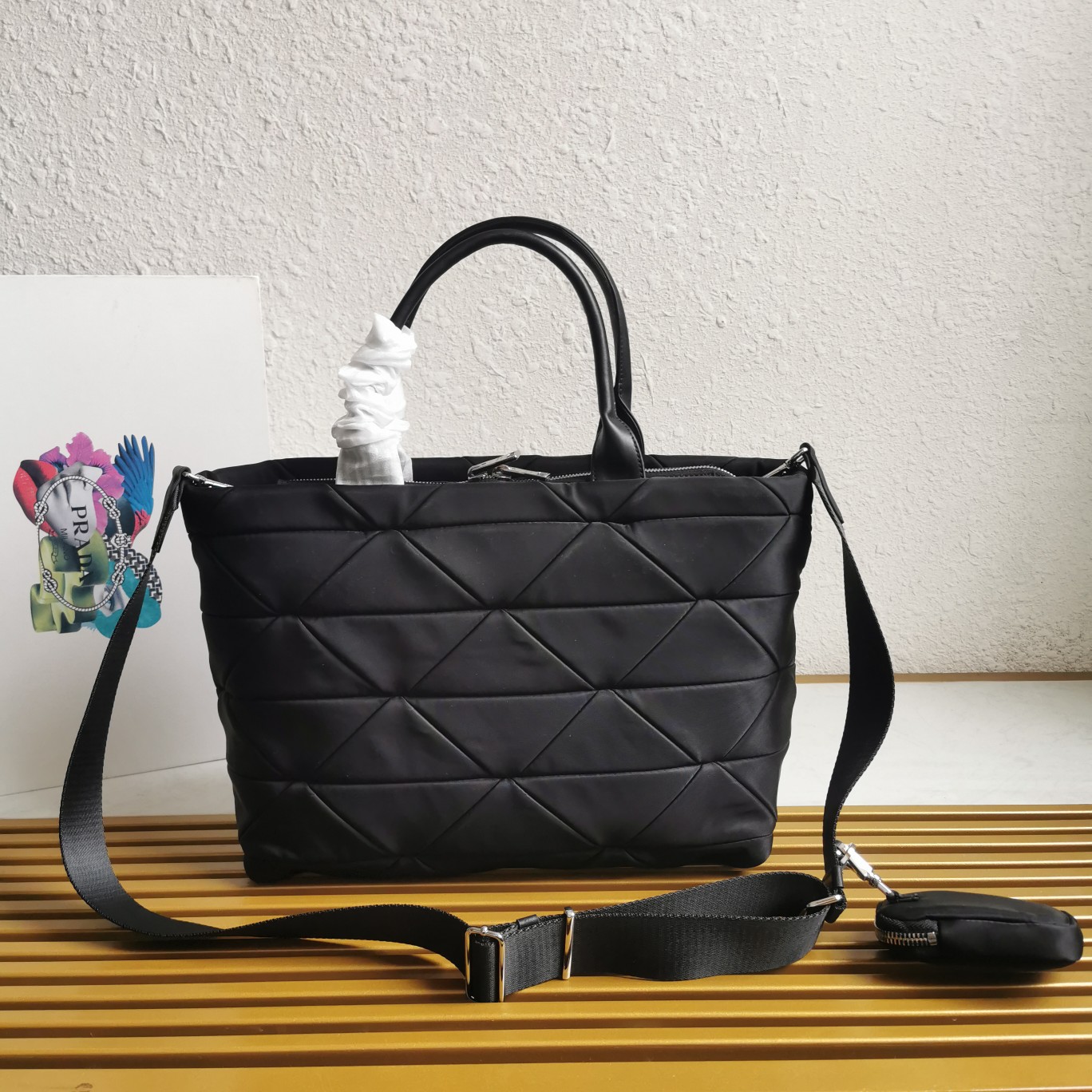 Bagsaaa Pra*a Small Re-Nylon padded tote bag - 33*23*16cm
