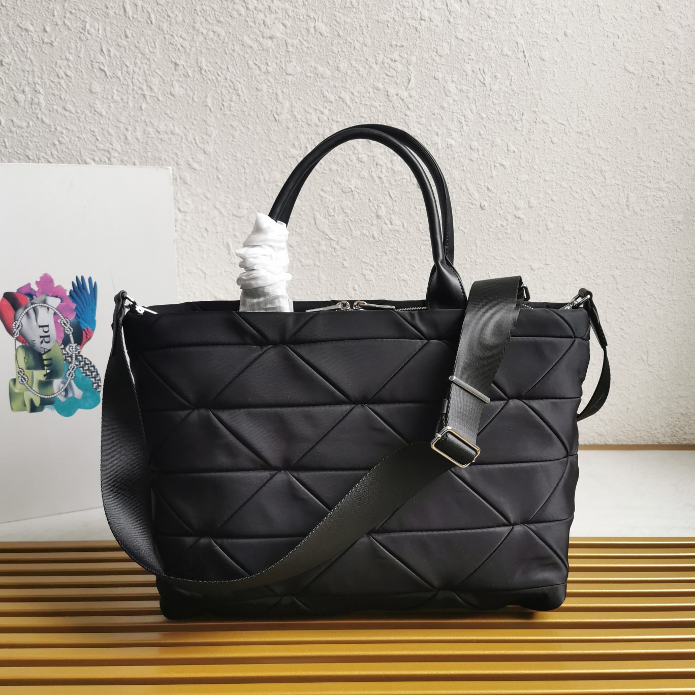 Bagsaaa Pra*a Small Re-Nylon padded tote bag - 33*23*16cm