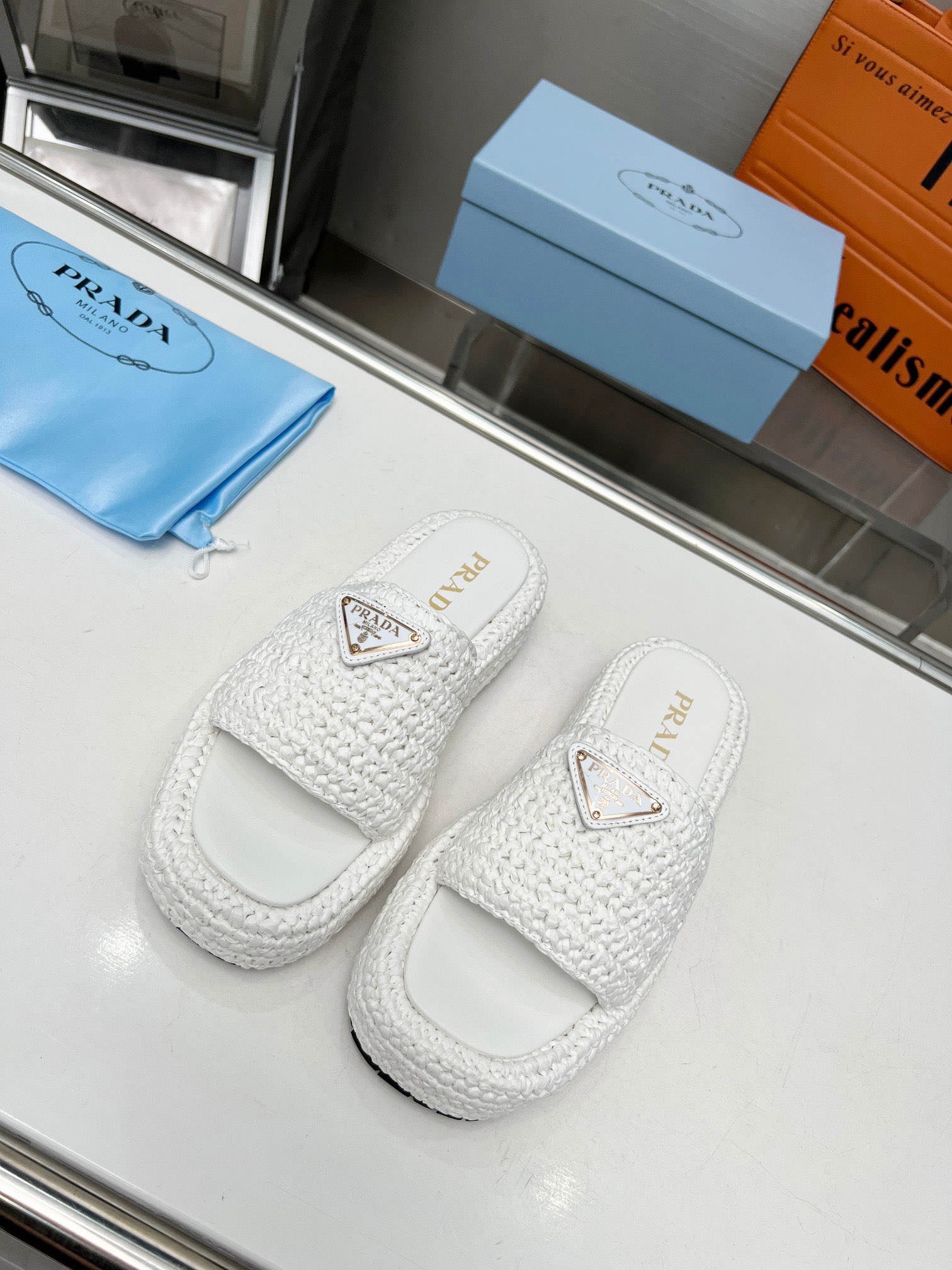 Bagsaaa Pra*a woven flatform sandals