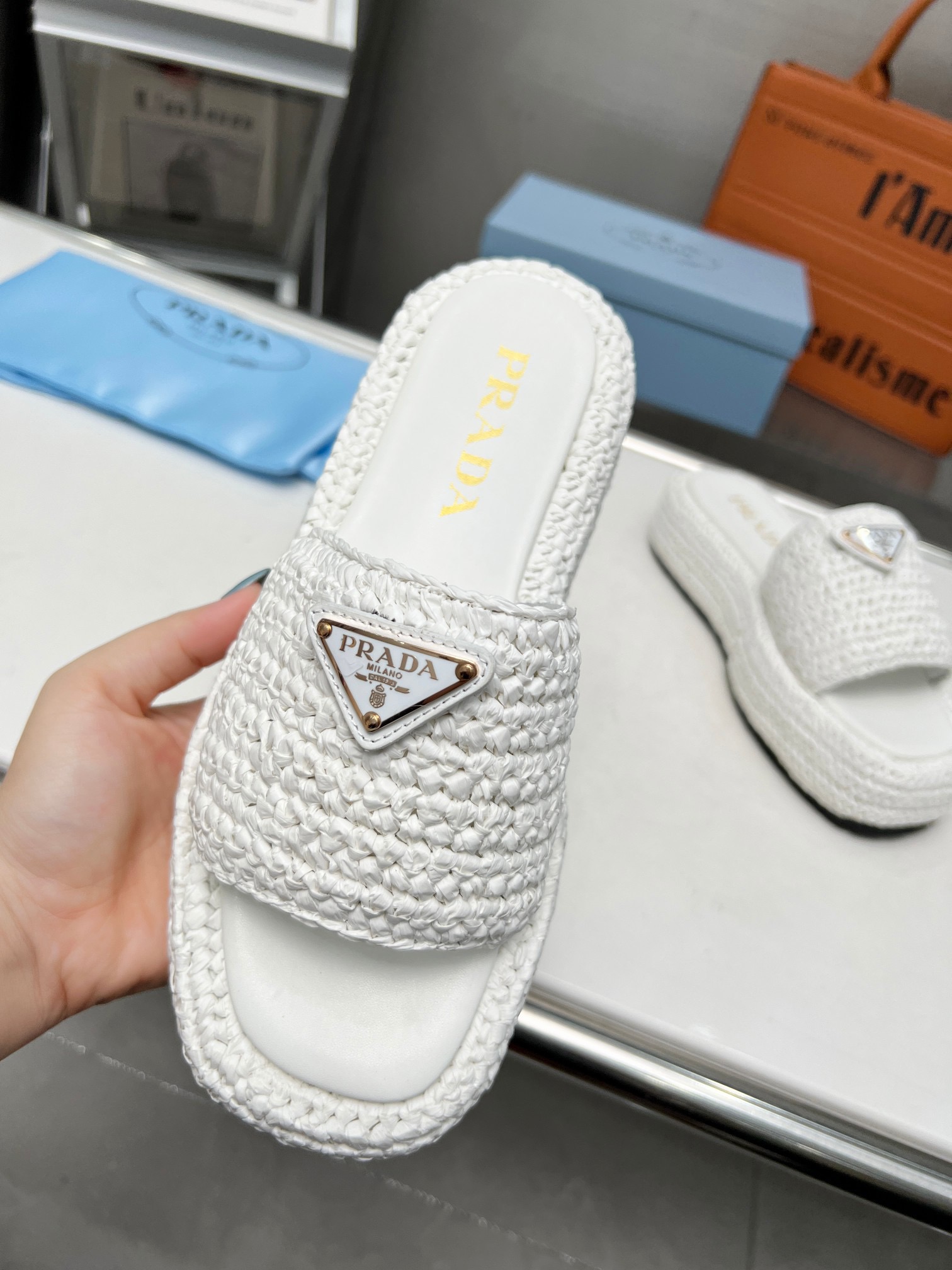 Bagsaaa Pra*a woven flatform sandals