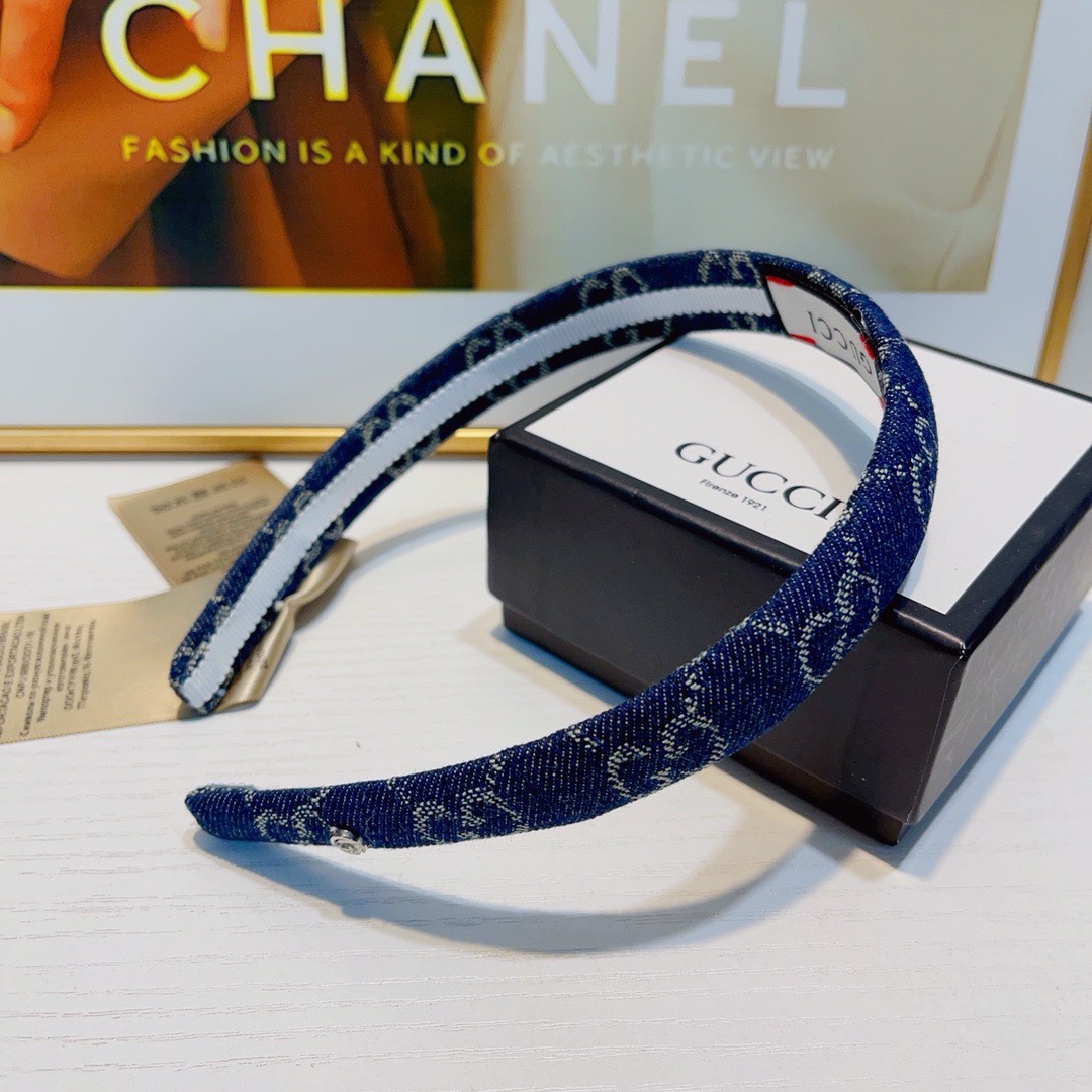 Bagsaaa Gvc*1 GG Ebony Denim Headband