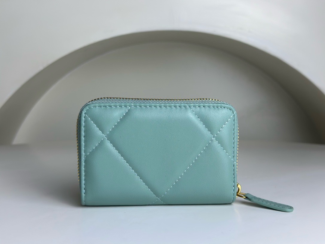 Bagsaaa Chane 19 Coin Purse Blue Gold Hardware - 7.5×2×11.cm
