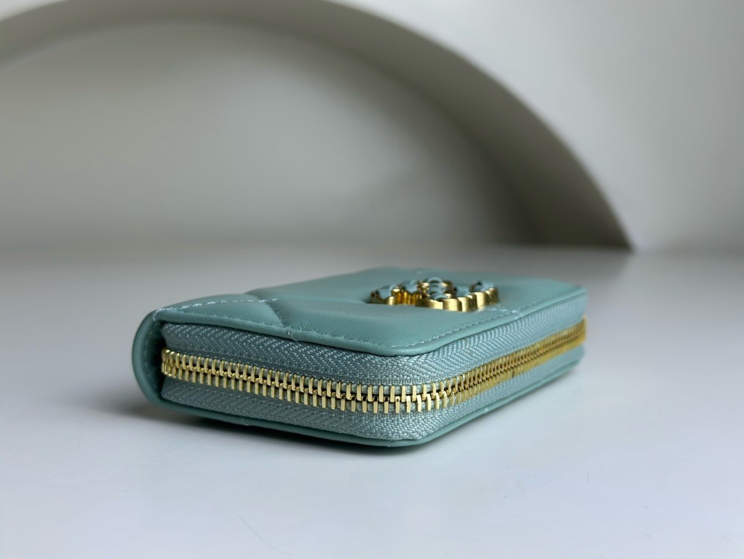 Bagsaaa Chane 19 Coin Purse Blue Gold Hardware - 7.5×2×11.cm