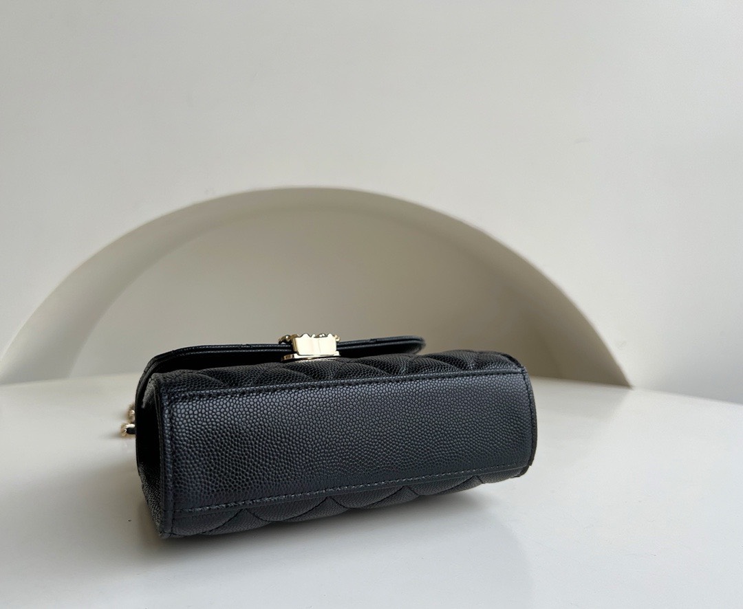 Bagsaaa Ch**el Top Handle Black Caviar Bag - 14.5x11.5x5.5cm