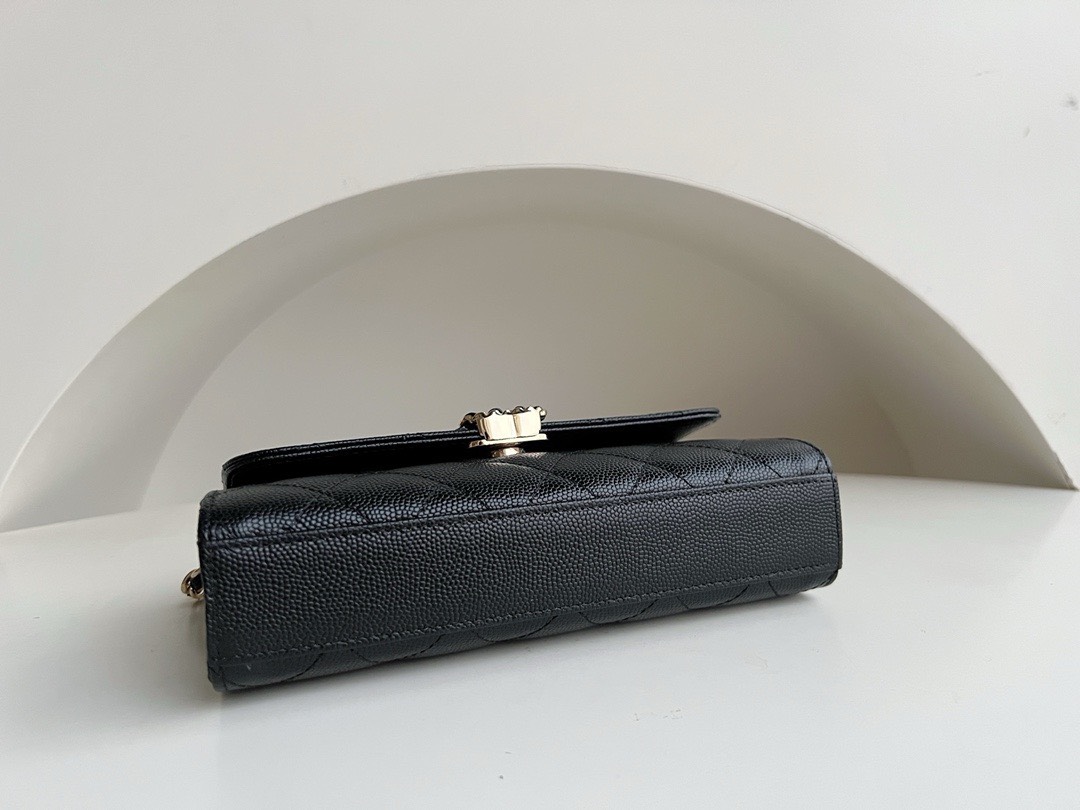 Bagsaaa Ch**el Top Handle Black Caviar Bag - 18x10x4.5cm