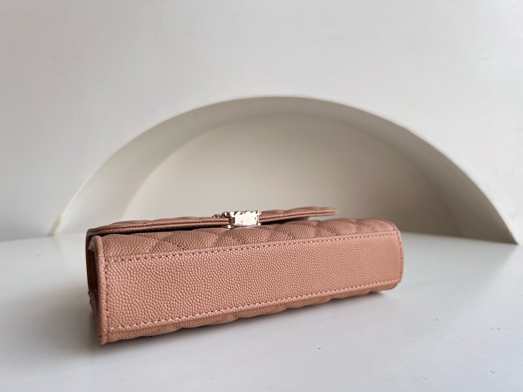 Bagsaaa Ch**el Top Handle Brown Caviar Bag - 18x10x4.5cm