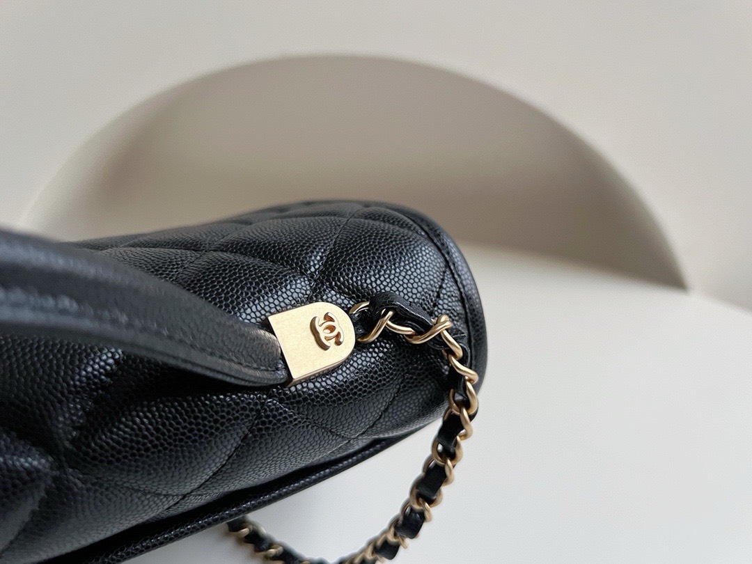 Bagsaaa Ch**el School Memory Top Handle Flap Bag Black Caviar - 25x21.5x7cm
