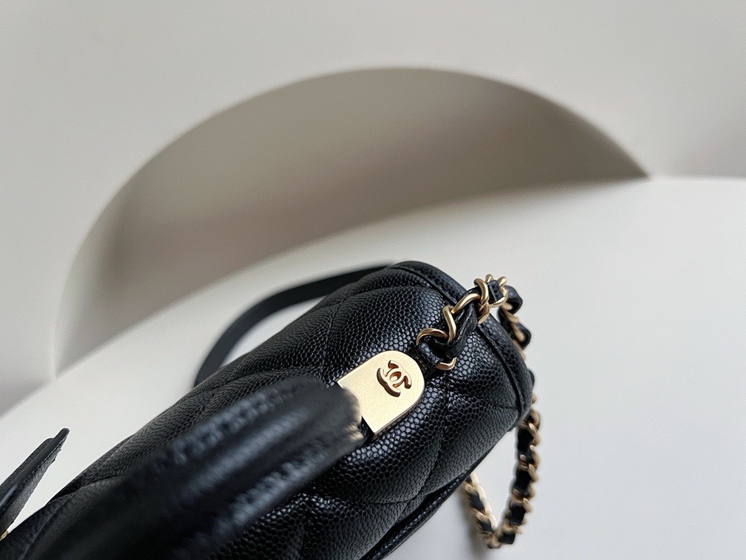 Bagsaaa Ch**el Mini School Memory Top Handle Flap Bag Black Caviar - 17x20.5x6cm