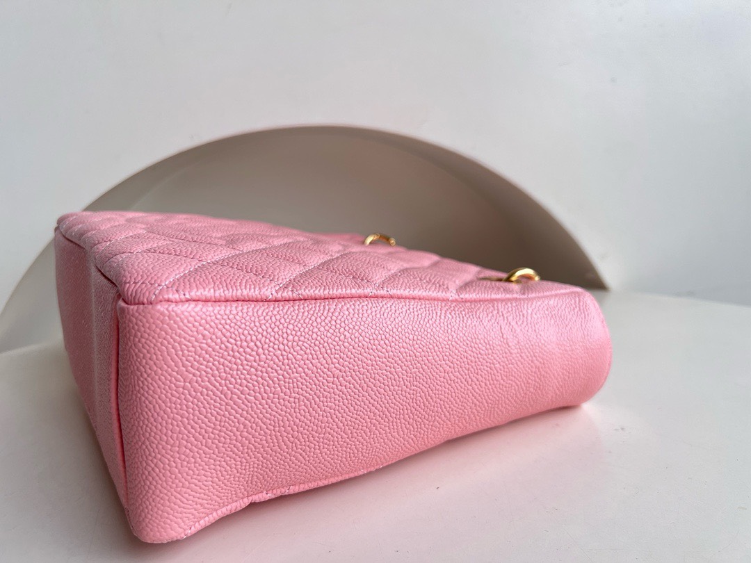 Bagsaaa Ch**el Shopping Tote Caviar Leather In Pink - 24x25.5cm
