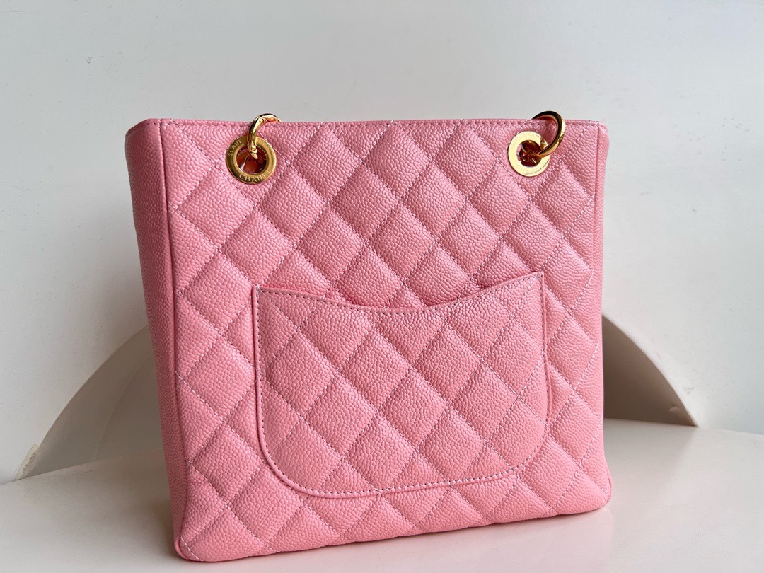 Bagsaaa Ch**el Shopping Tote Caviar Leather In Pink - 24x25.5cm