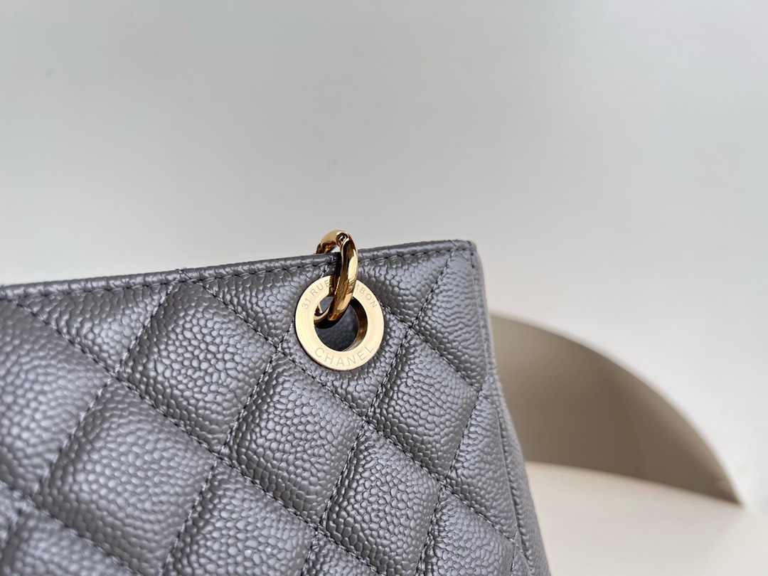 Bagsaaa Ch**el Shopping Tote Caviar Leather In Grey - 24x25.5cm