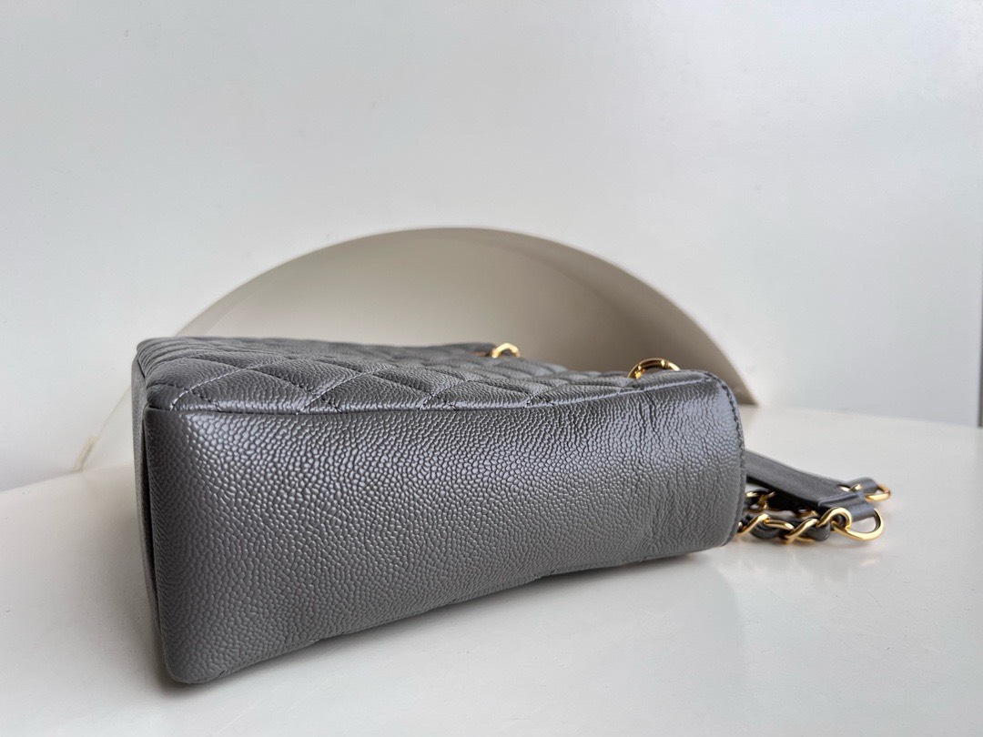 Bagsaaa Ch**el Shopping Tote Caviar Leather In Grey - 24x25.5cm
