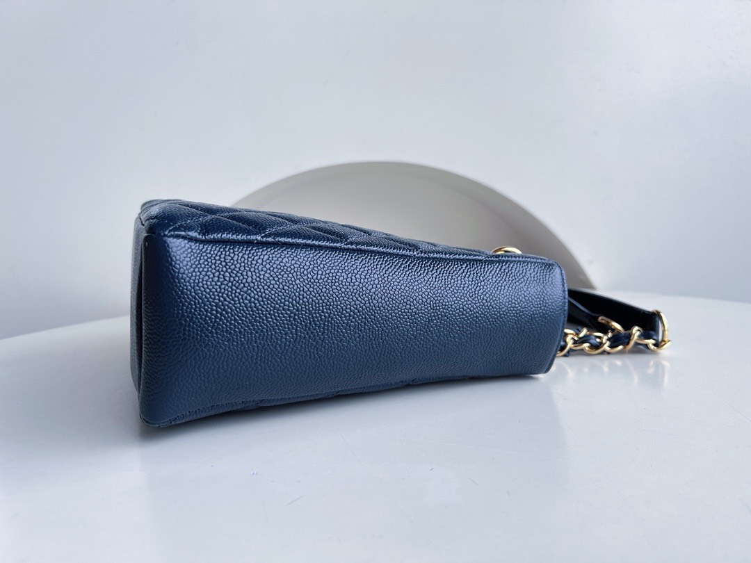 Bagsaaa Ch**el Shopping Tote Caviar Leather In Blue - 24x25.5cm