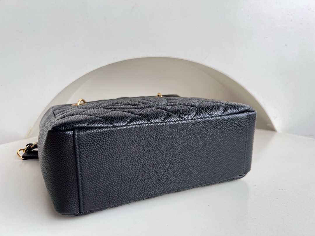 Bagsaaa Ch**el Shopping Tote Caviar Leather In Black - 24x25.5cm