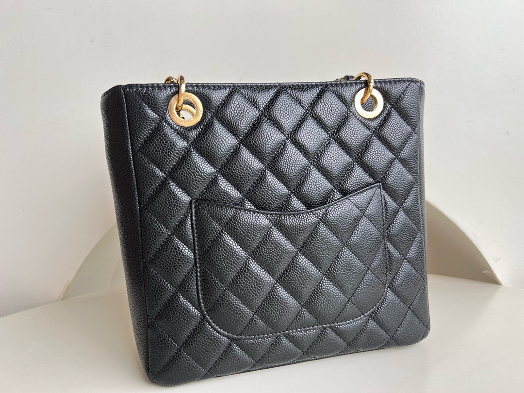 Bagsaaa Ch**el Shopping Tote Caviar Leather In Black - 24x25.5cm