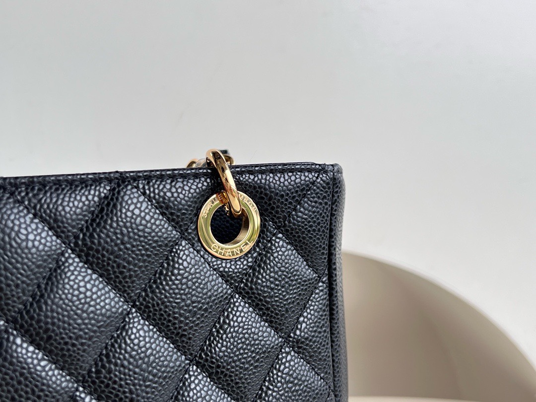 Bagsaaa Ch**el Shopping Tote Caviar Leather In Black - 24x25.5cm