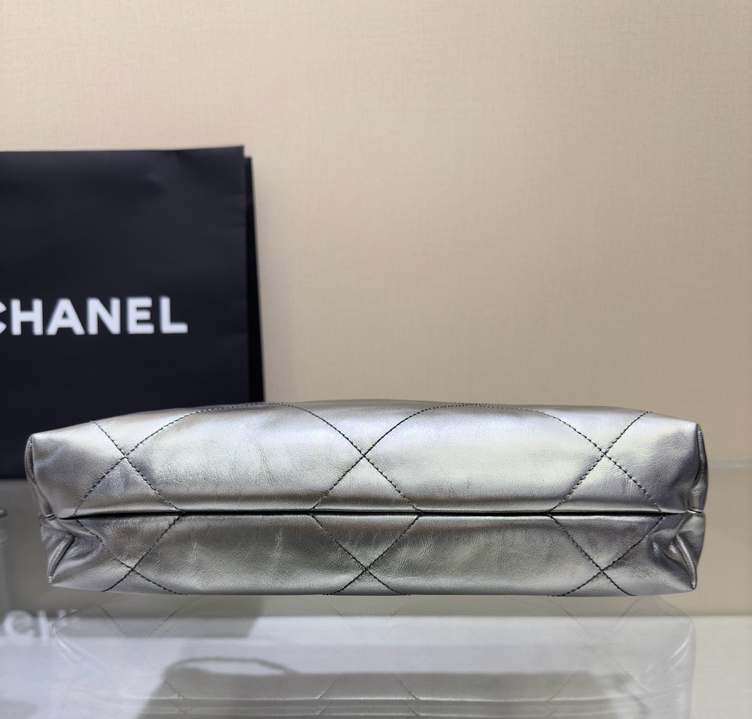 Bagsaaa Ch**el 22 tote bag black and silver - 35x37x7cm
