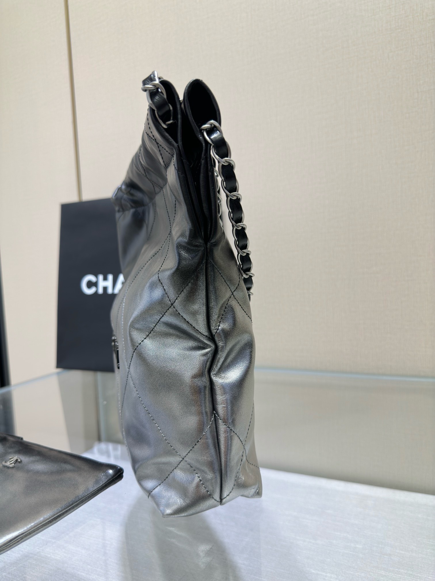 Bagsaaa Ch**el 22 tote bag black and silver - 35x37x7cm