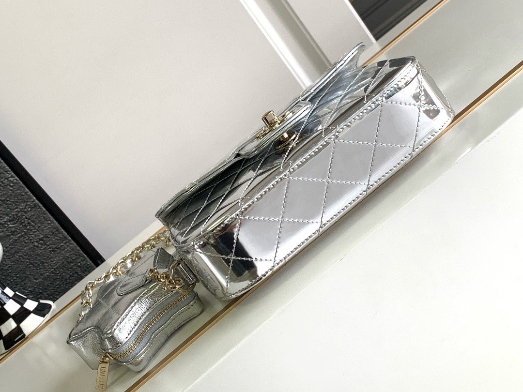 Bagsaaa Ch**el 24C Hollywood gold mirror calfskin leather flap bag